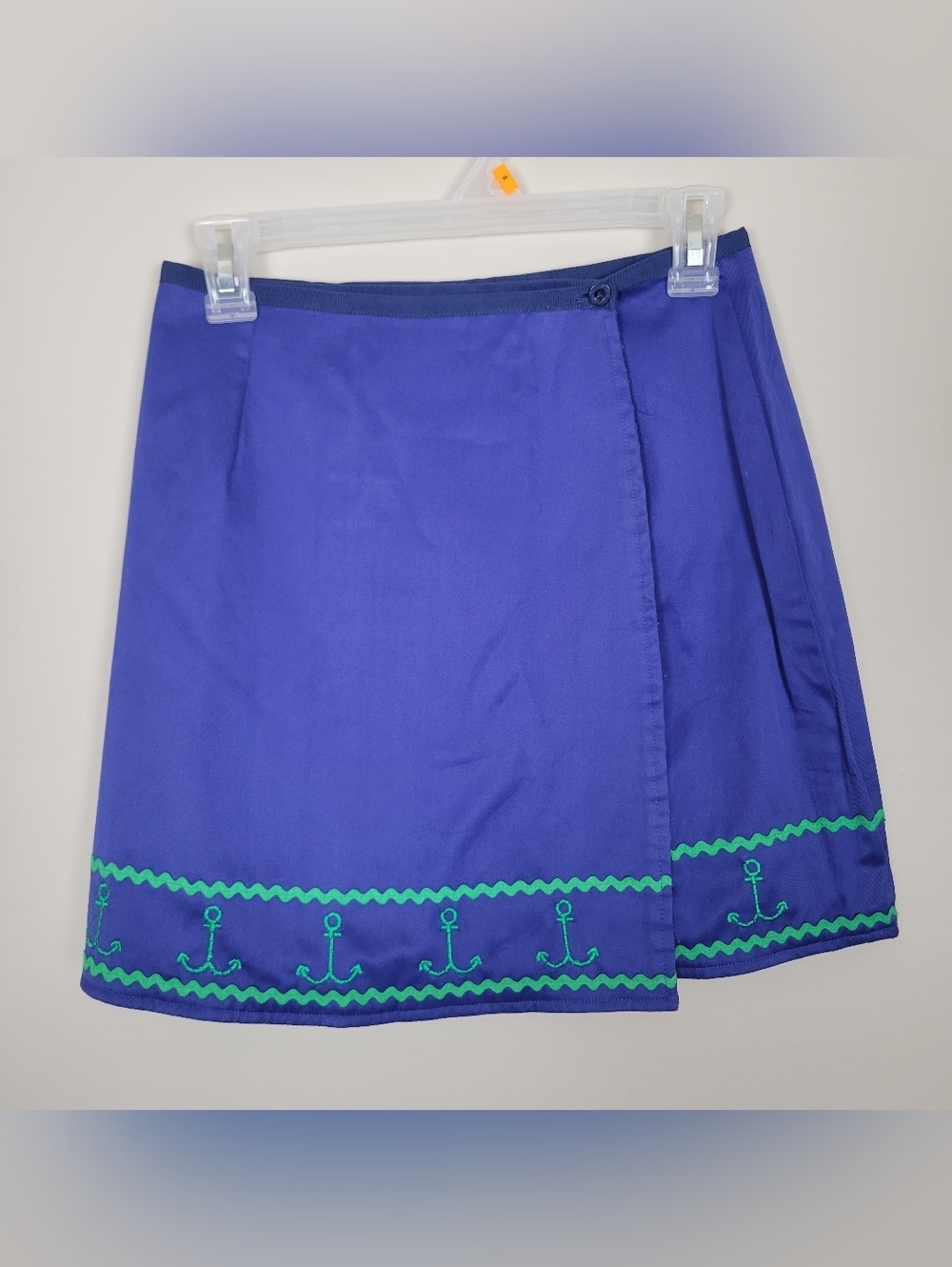 Lilly Pulitzer Reversible Skirt Womens 12 Blue 100% Cotton Anchor Floral